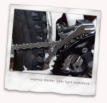 Intense Spider 29er tyre and front mech clearance