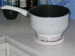 Zero the scale with saucepan on top!
