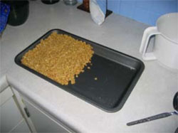 put the flapjack into a greased cake tin