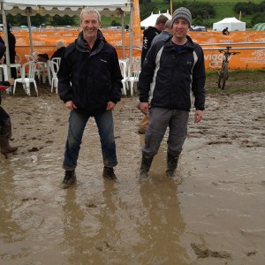 Muddymoles (Kev and Jez) in the slop at Mountain Mayhem 2012