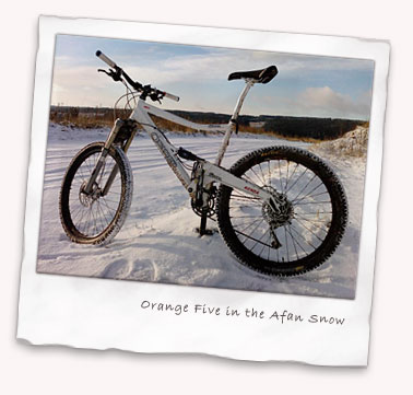 Orange Five in the Afan snow