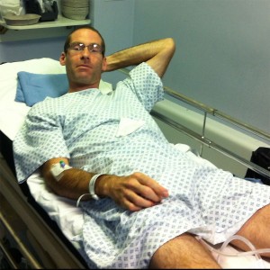 Danny in hospital with a ruptured urethra