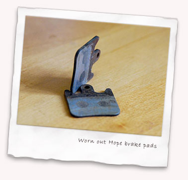 Worn Hope brake pads