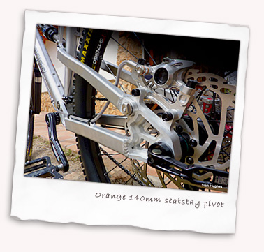 Orange 140mm travel bike seatstay linkage