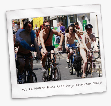 The World Naked bike Ride Day in Brighton