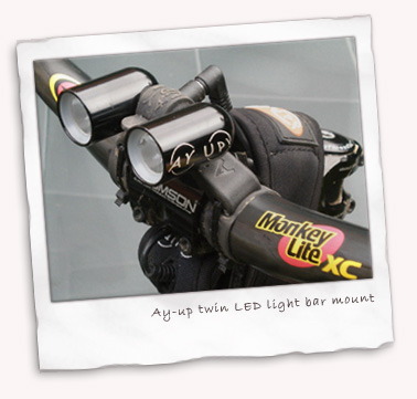 Ay Up twin LED lights, bar mount