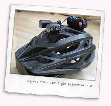 Ay Up twin LED lights, helmet mount