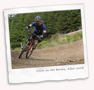 Colin on the berms, Afan 2008