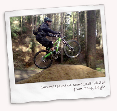 DaveW learning some Jedi skills from Tony Doyle of UK Bike Skills 