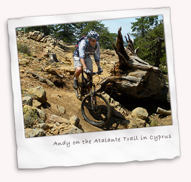 Andy descending on the Atalante Trail, Cyprus