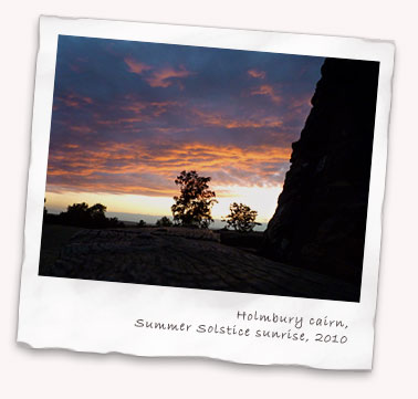 Sunrise from the Holmbury Hill cairn on the 2010 Summer Solstice