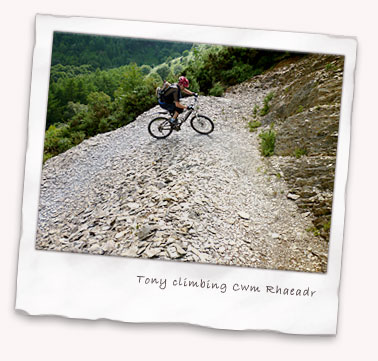 Tony climbing the Cwm Rhaeadr switchbacks